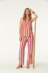 STRIPES VISCOSE GAZUL TOP